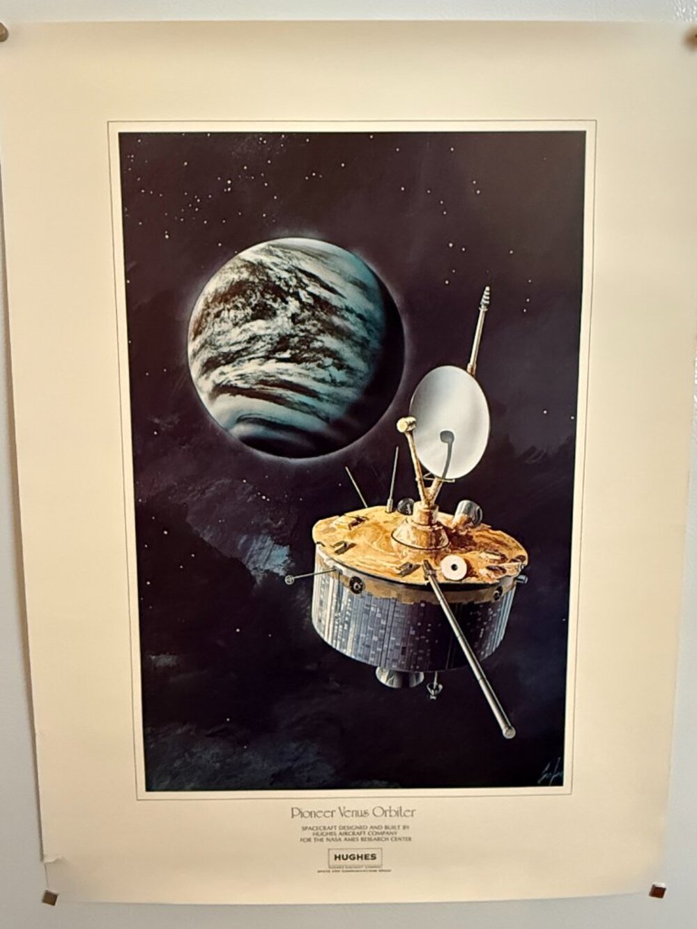 Vintage Nasa Hughes Pioneer Venus Orbiter Poster 24" x 18" 4 color